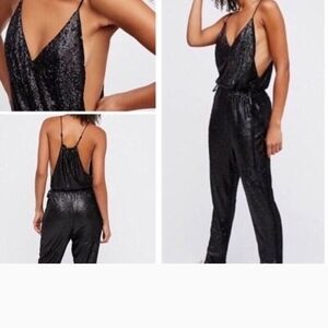 Free People Shimmering Black Jumpsuit